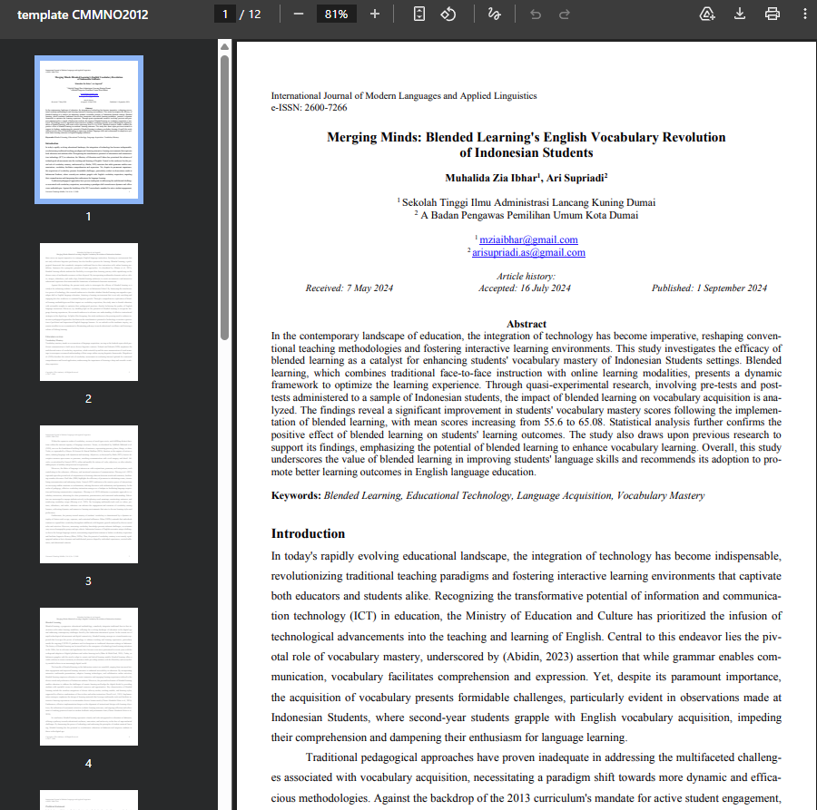 Merging minds: blended learning's english vocabulary revolution of Indonesian students